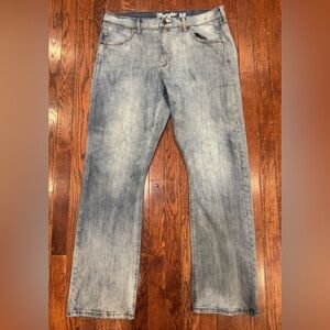 Men’s Light Wash Wrangler Jeans 36 x 34 Denim Retro Slim Bootcut Western Cowboy